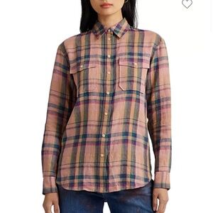Lauren Ralph Lauren Checked Plaid Linen Shirt